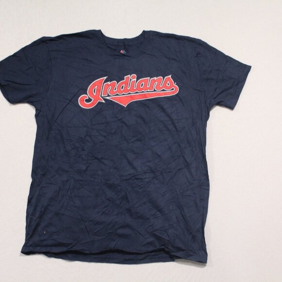 Majestic Men Blue Cleveland Indians Tee Shirt Lindor 12 Size XL - Picture 1 of 10